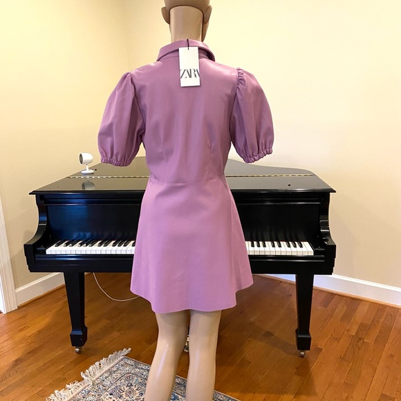 NWT Zara luxury faux leather mauve mini dress - Picture 16 of 16